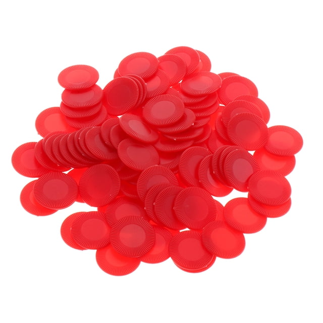 100 Unids / Pack Plástico ABS 23 Mm Juego de Bingo Fichas de Póquer Fichas de Juguetes rojo Sunnimix Fichas de juego de bingo