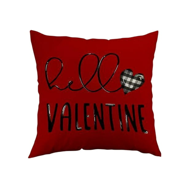 Specollect 1 Pcs Valentines Day Heart Pillowcase Linen Sofa Cushion Cover Festive Home Decor for Living Room Bedroom 17.72*17.72 in