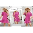 thumbnail image 2 of SHIBEVER Summer Dresses for Women Short Sleeve Crewneck Shirt Dress Casual Ruffle Hem Swimming Skirts Loose Mini Dresses, 2 of 9