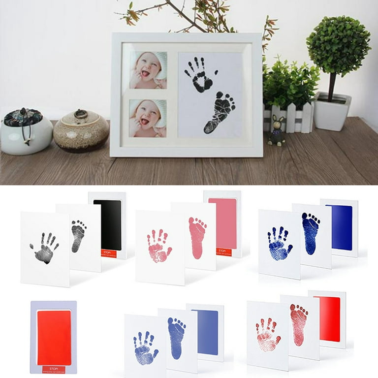 Newborn Non-Toxic Touch Handprint and Footprint Ink Pad Baby Footprint Kit  for Souvenirs Gifts Home Decor(Blue) 