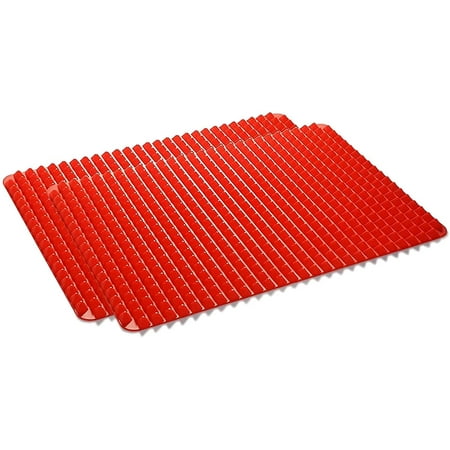

Silicone Pyramid Pan 16 x 11 inches Large Red Pyramid Baking Mat Cooking Pan Oven Tray Baking Sheet Pastry Cooking Mat 2 Pack(Red)