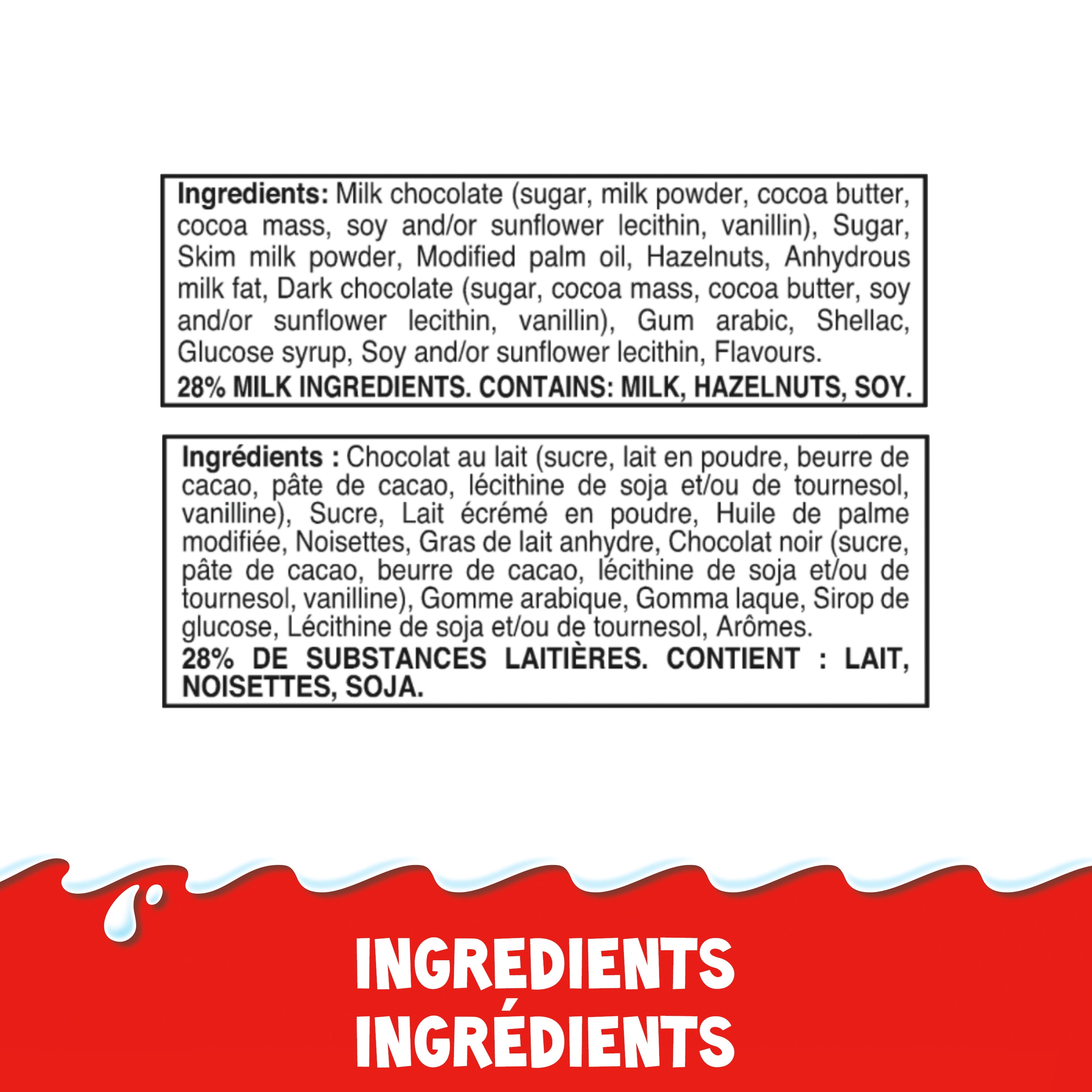 Kinder Schokobons, friandise aux noisettes et au chocolat au lait emballées individuellement, bon bon de Pâques pour les enfants
