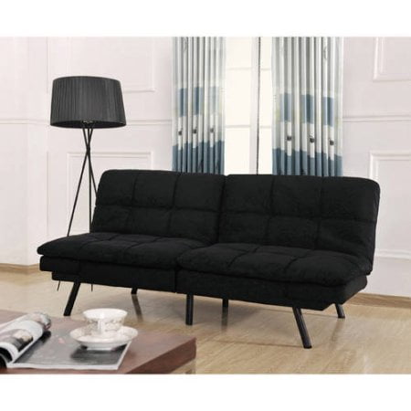 This futon comes in four colors — black, blue, brown, and gray — so it fits in to any dorm's decor. mainstays memory foam futon