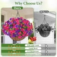 thumbnail image 4 of Lyacmy Artificial Hanging Flowers in Basket for Outdoor, UV Resistant Fake Petunias with Eucalyptus Leaves with 20Inch Coconut Lining Chain Flowerpot,Purple Red, 4 of 9