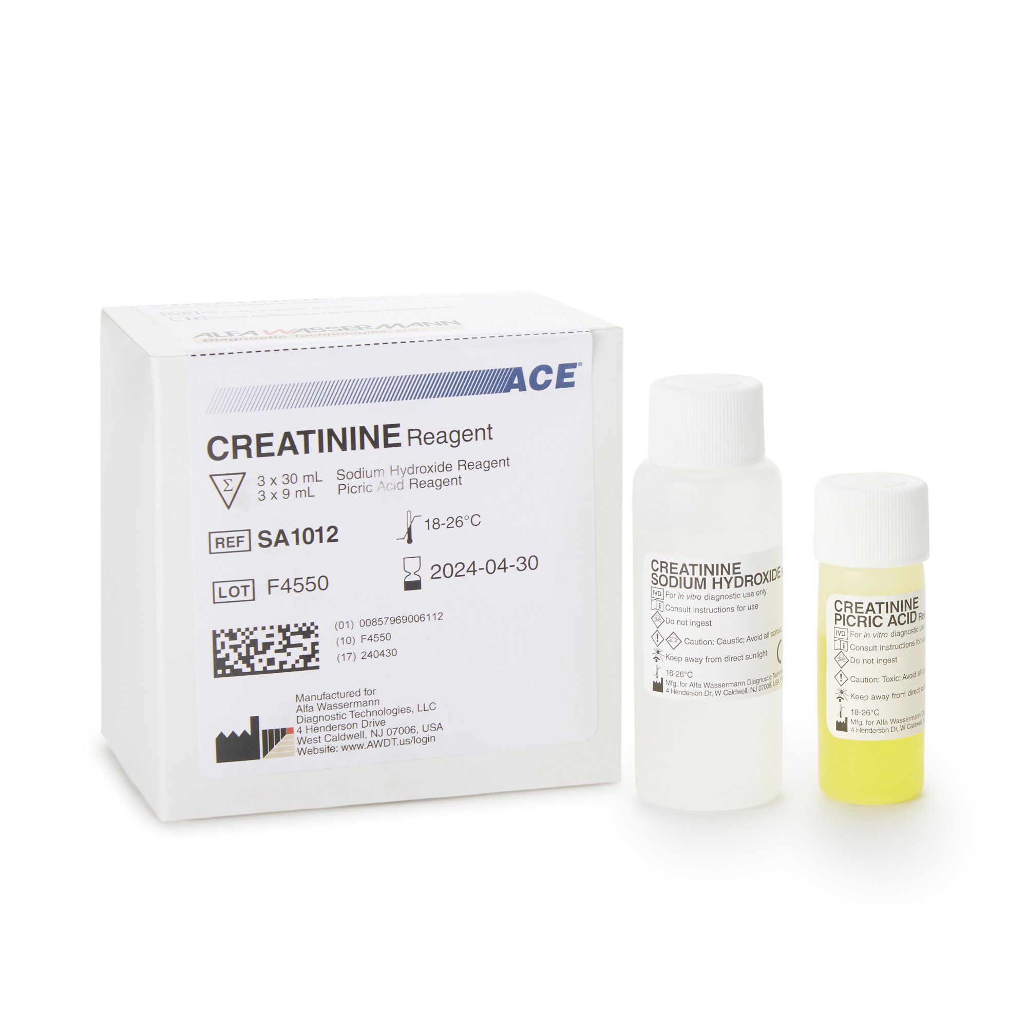 ACE Reagent for use with ACE and ACE Alera Analyzers, Creatinine test, Alfa Wassermann SA1012, 1 Count