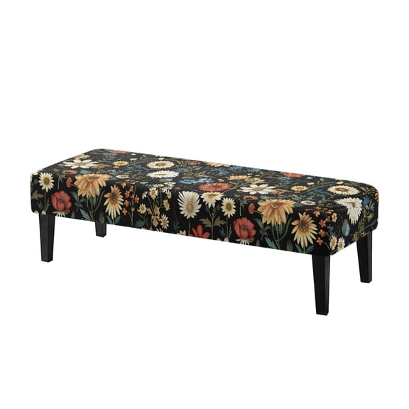 XYZCANDO Polyester Spandex Fabric Bench Slipcover for Hotel Living Room, Stretch Anti-Dust Bench Seat Cover, Daisy Floral Pattern