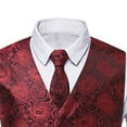 thumbnail image 6 of Oplxuo Paisley Vest and Tie Sets for Men Formal Floral Jacquard Suit Vests Ties Pocket Square 3PCS Tuxedo Waistcoat, 6 of 7