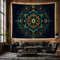 thumbnail image 6 of Golden Sun and Moon Mandala Against Deep Navy Blue, Mystical Celestial for Boho Decor Lovers, Sacred Geometry Art, Housewarming Gift Tapestry Wall Hanging for Living Room and Bedroom, 6 of 7