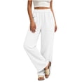 thumbnail image 3 of Guluxicc Women's Straight Leg Pants Elastic Waist Long Trousers with Pockets Summer Casual Outfits for Everyday Wear, 3 of 6
