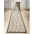 thumbnail image 1 of Custom Size 22" Wide Runner Non-Slip Rubber Backed Machine Washable Hall - 22 Inch Wide x 18 Feet Long Runner (22" x 18' Runner) Rug Jenni Taupe Botanical Floral Indoor Outdoor Low Pile, 1 of 4