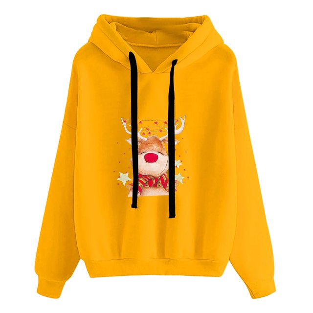 Tenues pour Femmes Mode Décontractée de Noël Imprimé Blouse à Manches Longues avec Poche Chandail Tops Chandails à Capuchon Rondes Tenues d'Hiver pour Femmes en Liquidation