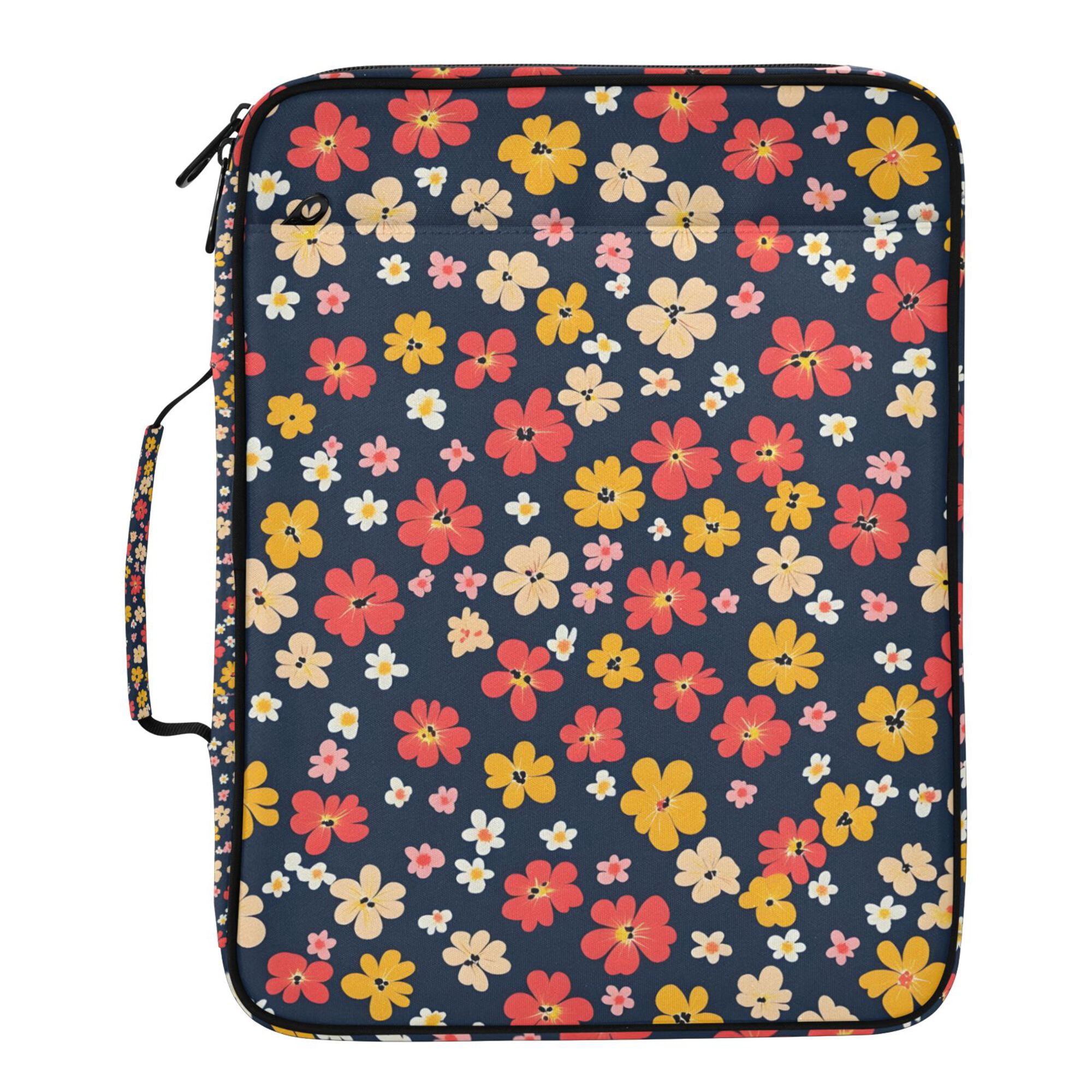 FORMRS Accordion File Folder A4 Size 7-Pocket Expanding Document Organizer Bag with 3 Ring Binder, Small Colorful Flower