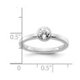 thumbnail image 2 of 925 Sterling Silver Bezel Polished Stackable Low 5mm Round White Topaz Ring Size 9 Stackable Ring for Women, 2 of 2