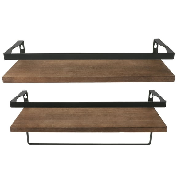 Monyance Floating Shelf For Wall 2 Rustic Wood Wall Shelves with Rail - Brown(15.75X5.91X5.12Inches)