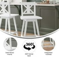 thumbnail image 6 of BizChair Commercial Grade Solid Wood Modern Farmhouse Swivel Counter Height Barstool in Antique White Wash, 6 of 12