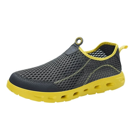 

Sopiago Mens Walking Sneakers Men s Banded Jogger Slip-on Sneakers Gray 40
