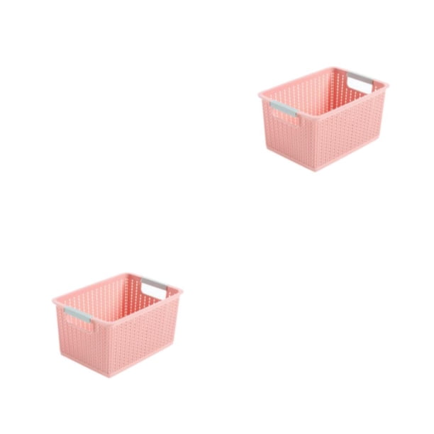 Yuarrent Caja de plástico duradera - Organizador de almacenamiento apilable para habitación o dormitorio Ahorre espacio cuando no esté en el rosa S 2Conjunto