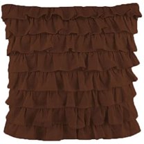 Amay 2-PC Ultra Soft Multi Ruffle Pillow sham 800 Thread Count Organic Cotton Brown Solid, Big Euro 28"x28"