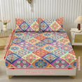 thumbnail image 2 of Jeiento Colorful Boho Floral Tile Print 3 Piece Bed Sheet Set, Deep Pocket Fitted Sheet with 2 Pillow Shams, Soft Breathable Bedding Collection for Bedroom Guest Room, King Size, 2 of 7
