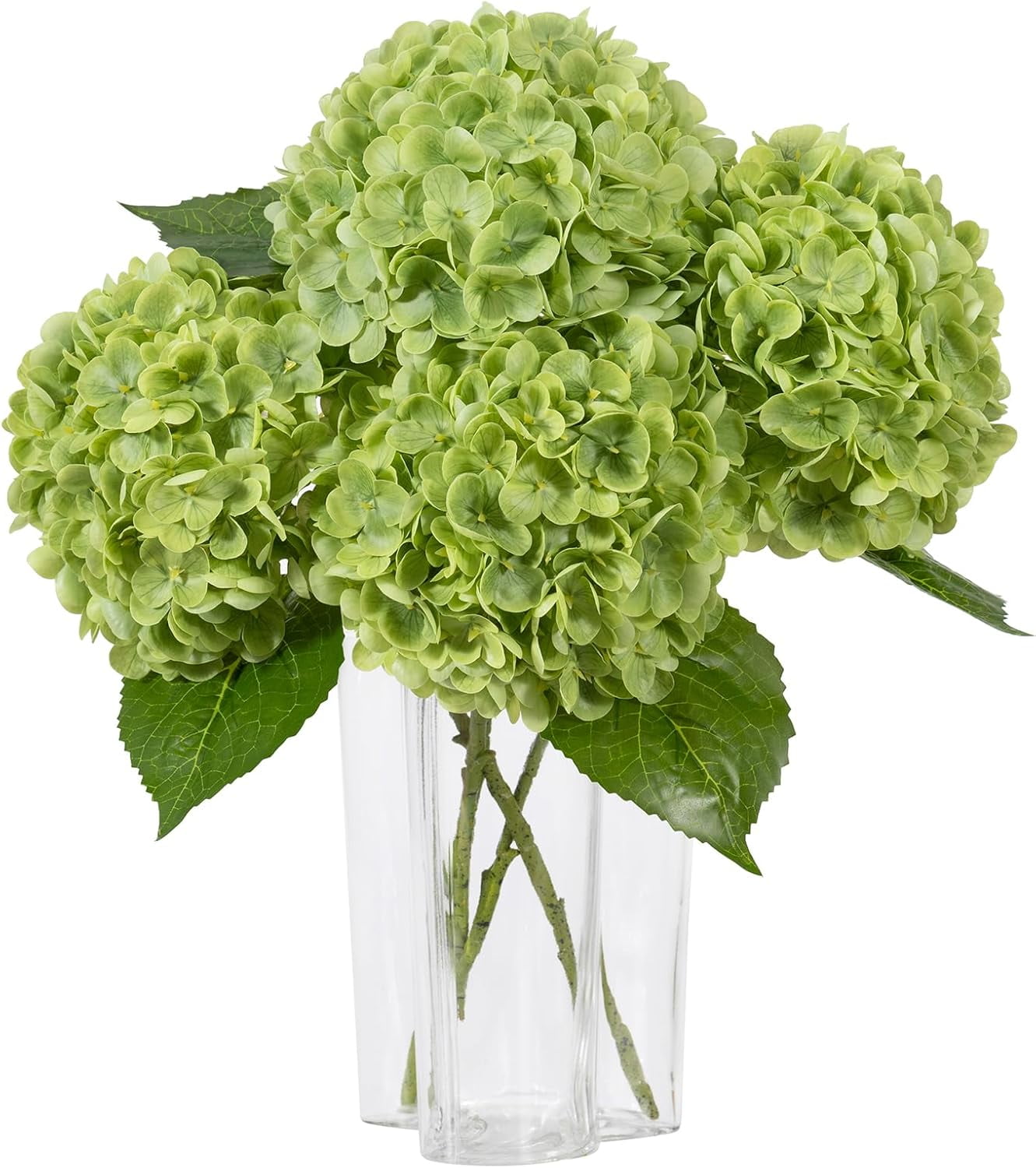 4Pcs Real Touch Hydrangea Artificial Flowers, Fake Hydrangea Flowers, 17" Lifelike Faux Hydrangea Flowers for Wedding Bouquet Home Decor Centerpieces dark green