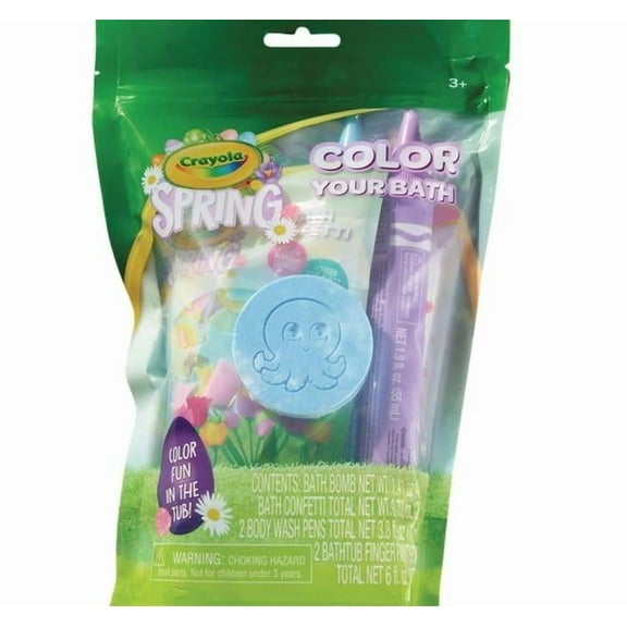 CRAYOLA KIDS 6 Piece Color Your Bath Set - 1 BathBomb, 1 Bath Confetti, 2 Pens, 2 Paints