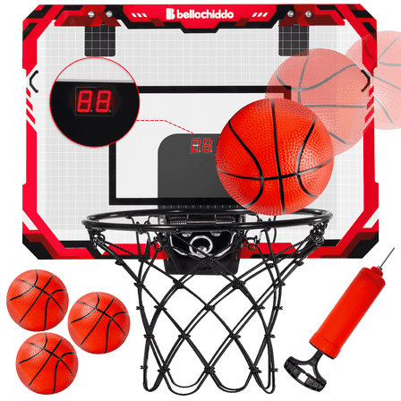 YCFUN Basketball Hoop Indoor for Kids, Automatic Scoring Basketball Hoop Over the Door with 3 Balls,Basketball Goal Toy Indoor for Kids 3 