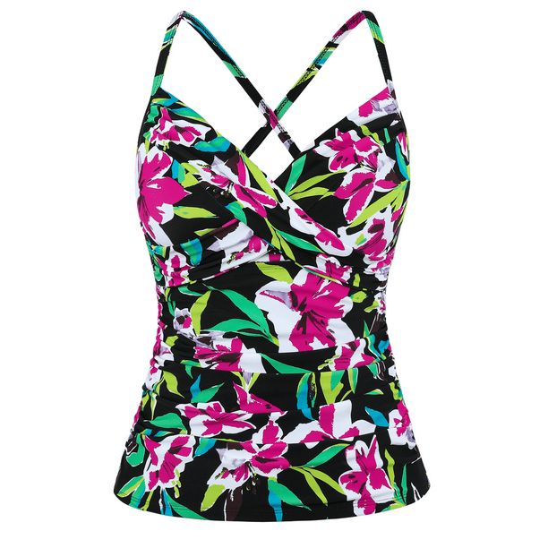 Hilor Womens Underwire Tankini Top Swimwear Twist V Neck Swimsuits