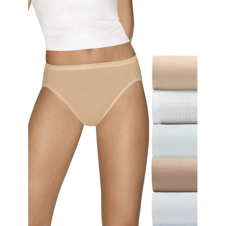 

Hanes Ultimate® Comfort Cotton Women s Hi-Cut Panties 5-Pack Nude Dot White 7