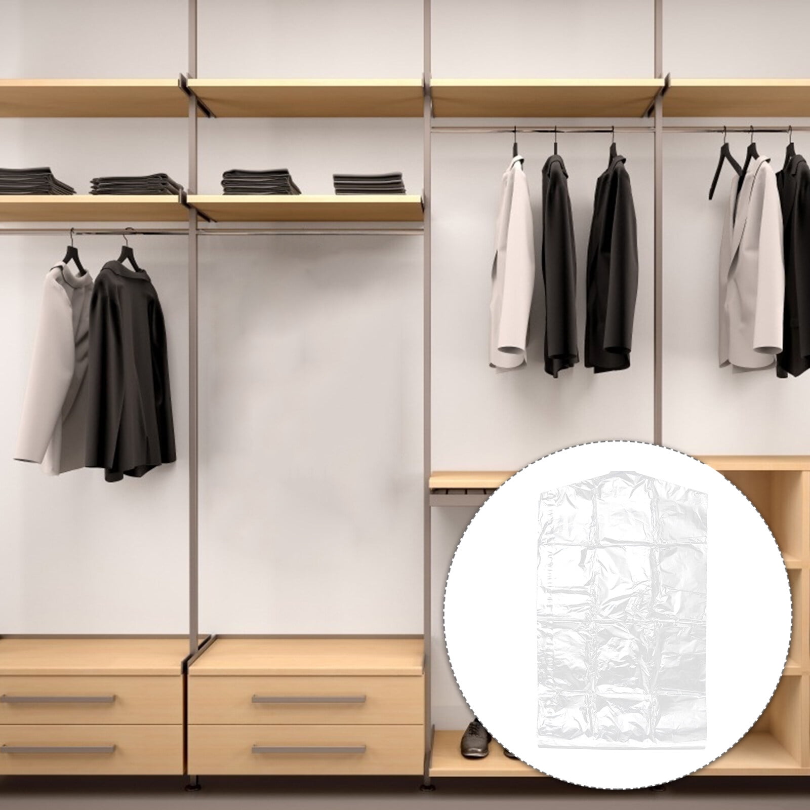 Raindrops 50pcs 60x90cm Clear Plastic Garment Bags for Clothes Cover Disposable Storage at Home Shop Outdoor