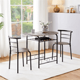 thumbnail image 1 of Yaheetech 3 Piece Dining Table Set with Steel Legs, Drift Brown, 1 of 7