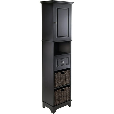 - Winsome Wood Wyatt Cabinet with 2 Choco Baskets, Black Finish