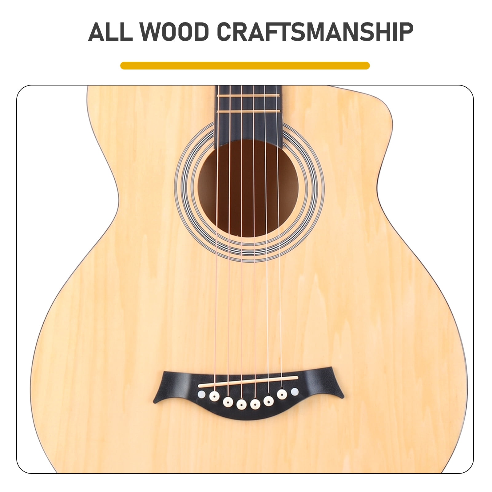 38-Inch Acoustic Guitar, JF Folk Body, Basswood Top and Neck, 6 Steel Strings, 21 Frets, Beginner Starter Kit with Gig Bag, Strap, Picks, Capo and Tuner