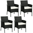 thumbnail image 1 of Gymax 4PCS Patio Rattan Arm Dining Chair Cushioned Sofa Furniture Black, 1 of 9