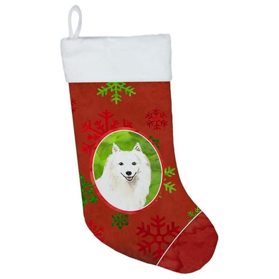 Carolines Treasures Christmas Snowflakes Japanese Spitz Christmas Stocking
