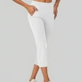 thumbnail image 2 of Riforla Womens Leggings with Pocket Yoga Pants Work Dressy Solid Color Slim Knit Capris Pull on Elastic High Waisted Women's Pants White L, 2 of 6