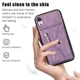 thumbnail image 2 of for iPhone XR Case with Zipper Card Holders and Crossbody Strap & Short Belt for Women, RFID Blocking PU Leather Button Flip Shockproof Wallet Case Cover for iPhone XR - Purple, 2 of 10