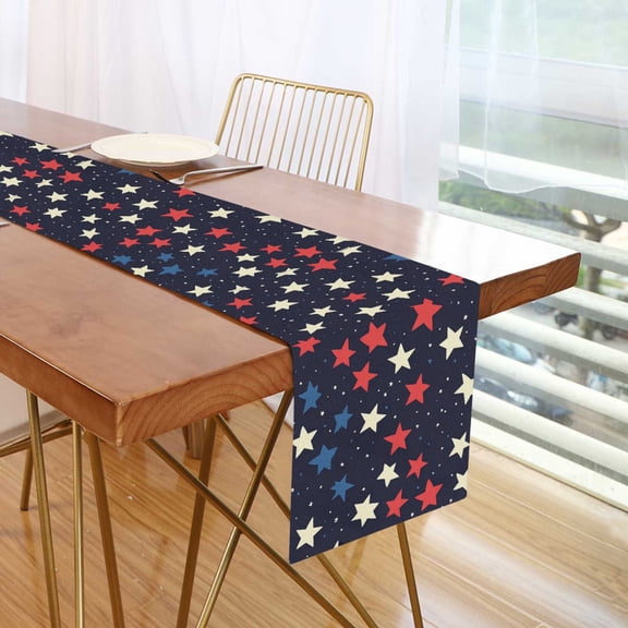 Yayeee Table Runner 70 inches Long for Home Kitchen Rectangle Dining Table Holiday Party Decoration, Red Starry Pattern