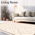 thumbnail image 2 of ODIKA 5'x7' Machine Washable Non-Slip Area Rug, Modern Farmhouse Trellis Bordered Refined Artistic Statement High Traffic Rug with Pad, Beige, 585623, 2 of 8