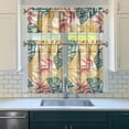 thumbnail image 3 of Kitchen Curtains 36 Inch Short - 3 Panel Set, Rod Pocket Window Curtain with Tropical Leaf Botanical Print, 100% Polyester for Farmhouse, Cafe, Kitchen, Bedroom, Easy Wash, 3 of 6