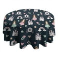 thumbnail image 4 of Dark Blue Princess Castle Pattern Round Tablecloth 60"x60",Wrinkle Wipeable Table Cloth for Kitchen Dining Room Picnic Patio Party, 4 of 6