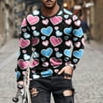thumbnail image 2 of IROINNID Deals Long Sleeve Pullover Shirts for Men Comfy Round Neck Valentine's Day 3D Printed T-Shirt Blouse,Light Blue, 2 of 5