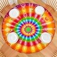 thumbnail image 2 of Colorful Tie Dye Spiral Mandala Round Fitted Tablecloth with Elastic Edge,Dining Table Cover Waterproof,Outdoor Round Tablecloth for Camping,Dining,Indoor and Outdoor, 2 of 7