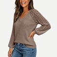 thumbnail image 5 of yillto Womens Sweaters Lace Long Sleeve V Neck Knit Fashion Tops Lightweight Dressy Trendy Sweater, 5 of 5