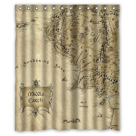GreenDecor Best Middle Earth Waterproof Shower Curtain Set with Hooks Bathroom Accessories Size 60x72