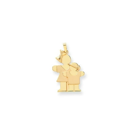14K Yellow Gold Big Girl and Little Boy Engravable Charm (30mm x 20mm)