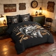 thumbnail image 2 of Manfei Hunting and Fishing Bass Fish King Bedding, Vintage USA Flag King Bed in a Bag, Black Brown Beige, Black Reversible 7-Piece, 2 of 6