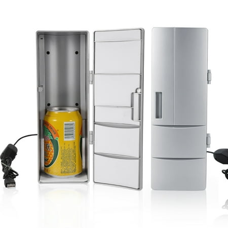 Tebru Compact Mini USB Fridge Freezer Cans Drink Beer Cooler Warmer Travel Car Office Use, Cooler Warmer Fridge, Mini Refrigerator
