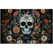 3Pcs/Set Skull Rub on Transfers for Furniture and Craft 6x12 Inch Skull Flower Damask Transfer Stickers Day of The Dead Waterproof Decor Transfer Stickers Wall Art Decals for Home Decoration