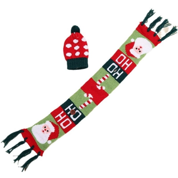 3 juegos de decoración navideña, bufanda navideña, sombrero, juego de botellas navideñas, lavables y reutilizables para fiestas de Navidad