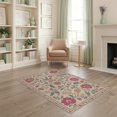 thumbnail image 2 of ODIKA 4'x6' Cream Pink Elegance in Floral Tapestry Washable Area Rug Vintage Inspired Botanical Patterns with Delicate for Bedroom, Reading Nook, Pet Friendly & Non-Shedding, 2 of 7